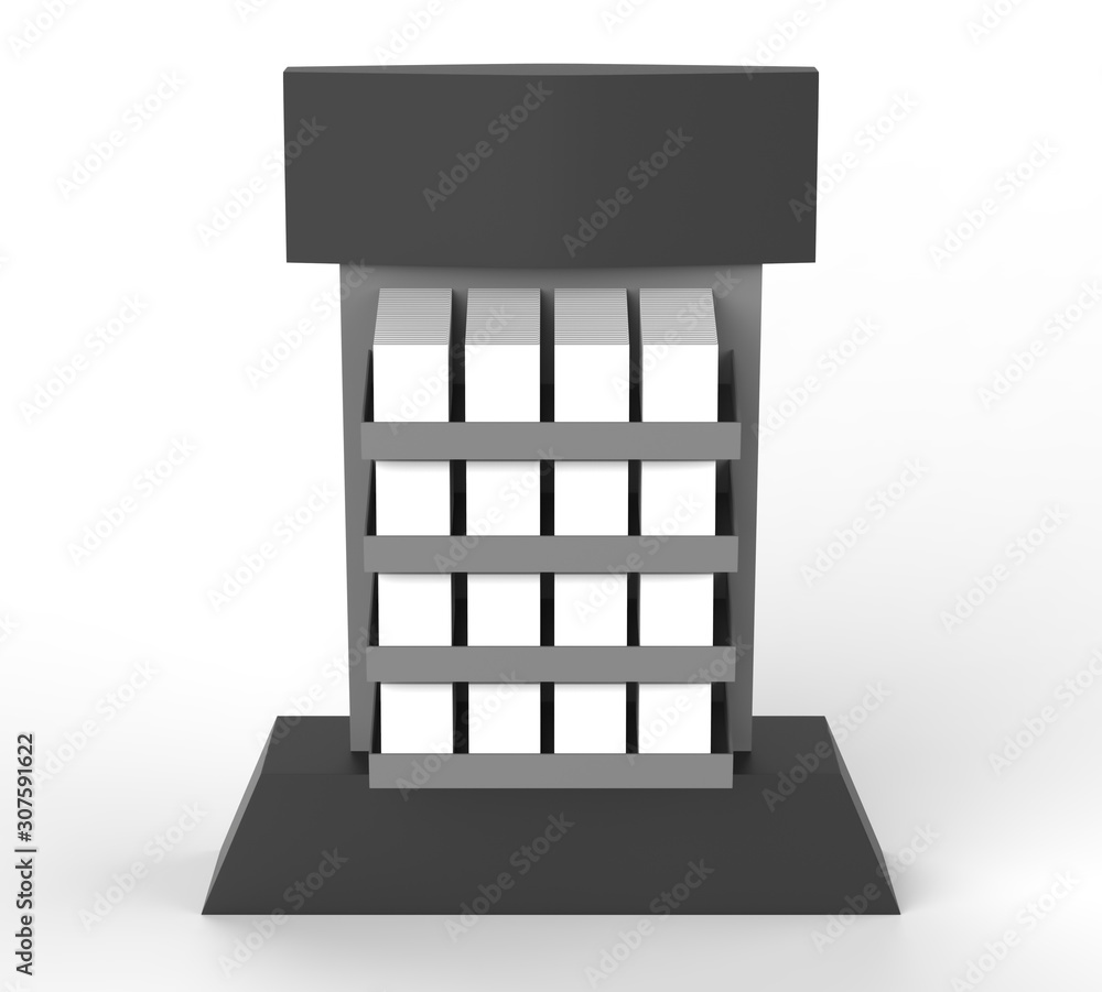 Display stand, retail display stand for product , display stands isolated on white background. 3d illustration Display stand, retail display stand for product , display stands isolated on white background. 3d illustration