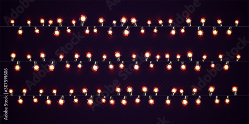 Christmas lights. Glow Xmas garlands of LED bulbs