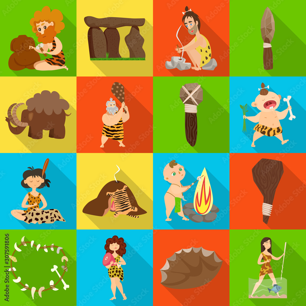 Fototapeta premium Vector illustration of evolution and prehistory sign. Collection of evolution and development vector icon for stock.