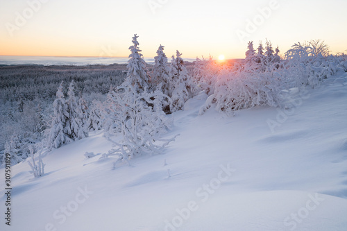 sunrise over a beautiful winter landscape in winter © Alexander Erdbeer