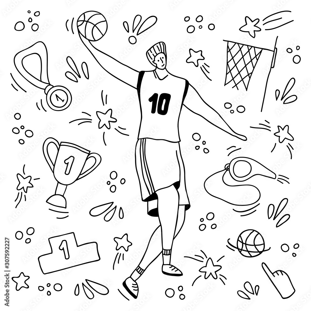 Boy basketball player throws ball in basket Vector Image