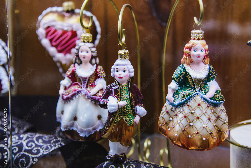Close-up of Christmas decorations.