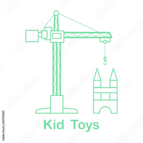 Vector kid toys Crane block Construction machinery