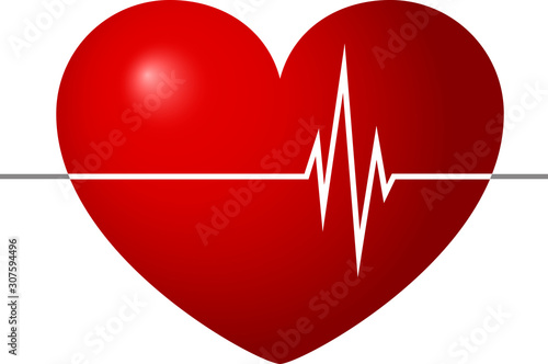 Red heart and palpitations inside him. Medical heartbeat icon. Heartbeat health care and medical sign and symbol. Medical heartbeat icon. Heartbeat Healthcare and Medical Sign and Symbol