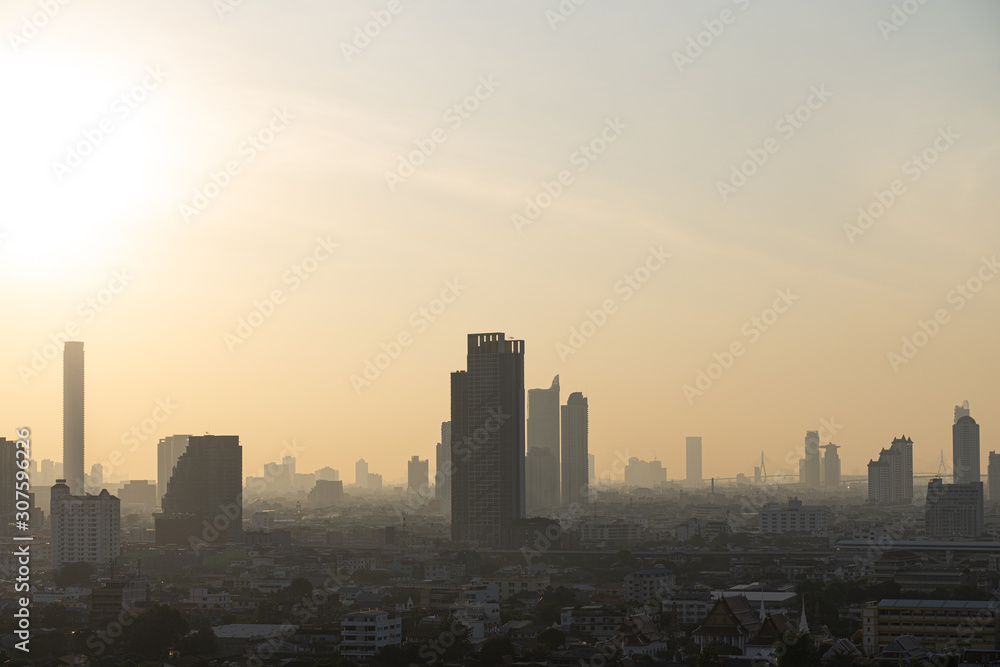 Fototapeta premium City Skyline sunrise Bangkok thailand