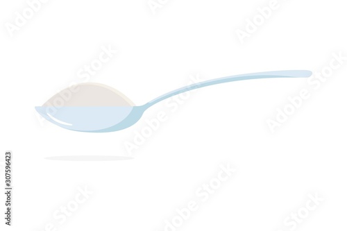 Spoon with sugar salt icon. Teaspoon side view powder for tea or coffee.
