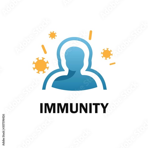 Immune system vector icon logo. Health bacteria virus protection. Medical prevention human germ.