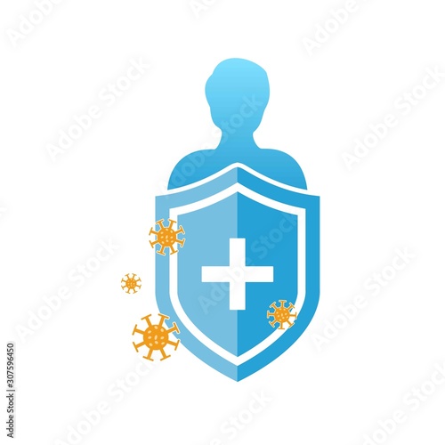 Immune system vector icon logo. Health bacteria virus protection. Medical prevention human germ.