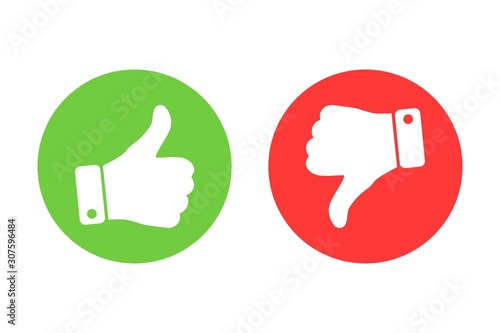 Thumbs up and thumbs down. Like or dislike. Vector illustration line icon.