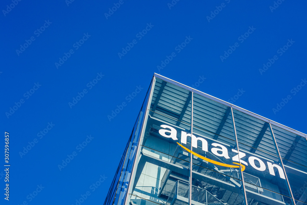 Amazon logo at office building, Munich Germany Stock Photo | Adobe Stock