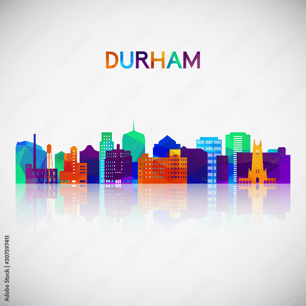 Obraz premium Durham skyline silhouette in colorful geometric style. Symbol for your design. Vector illustration.