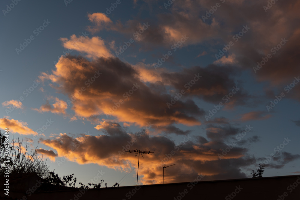 Clouds at sunset in autumn, in Toledo, Spain