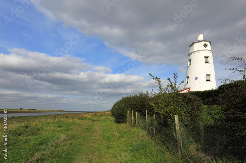 Sir Peter Scott Lighthouse, known as the East Lighthouse, River Nene, Sutton Bridge village, South Holland district, Lincolnshire, England.