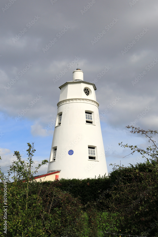 Sir Peter Scott Lighthouse, known as the East Lighthouse, River Nene, Sutton Bridge village, South Holland district, Lincolnshire, England.