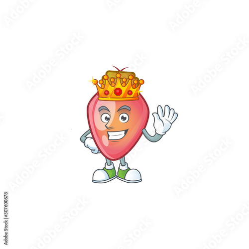 King of red christmas bulb on cartoon mascot style design