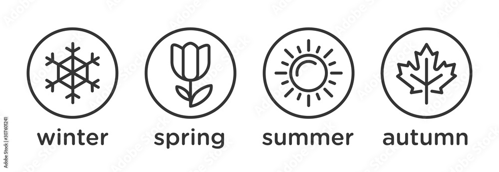 Four seasons icon set - winter, spring, summer, autumn vector illustration Four seasons icon set - winter, spring, summer, autumn vector illustration