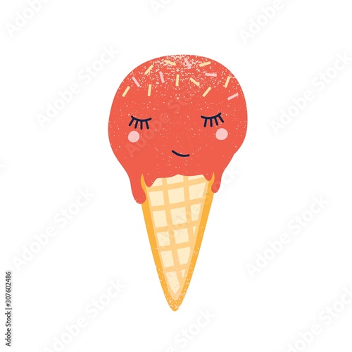 Ice cream cone flat vector illustration