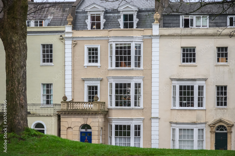 English terraced houses around Brandon Hill in Bristol, England