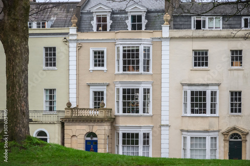 English terraced houses around Brandon Hill in Bristol, England