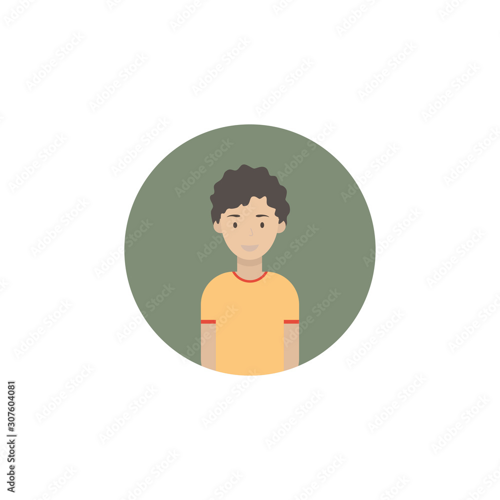 Image of the head and torso of a young man in a flat style. Vector Image of the head and torso of a young man in a flat style. Vector