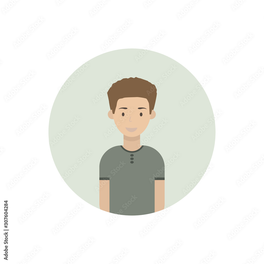 Image of the head and torso of a young man in a flat style. Vector Image of the head and torso of a young man in a flat style. Vector