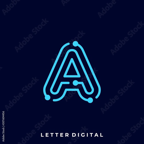 Letter Circuit Illustration Vector Template