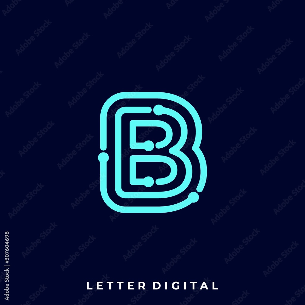 Obraz premium Letter Circuit Illustration Vector Template