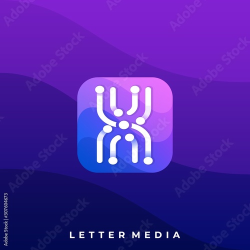 Letter Circuit Icon Application Illustration Vector Template