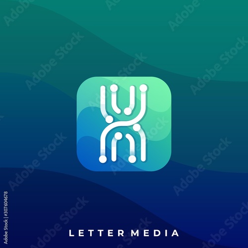Letter Circuit Icon Application Illustration Vector Template