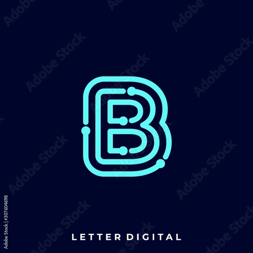 Letter Circuit Illustration Vector Template