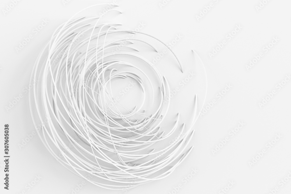 Digital background of many intertwined white rings. 3D illustration. 3D rendering Digital background of many intertwined white rings. 3D illustration. 3D rendering
