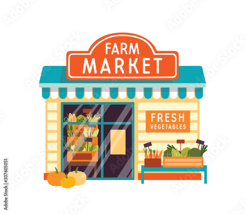 Farm market flat vector illustration