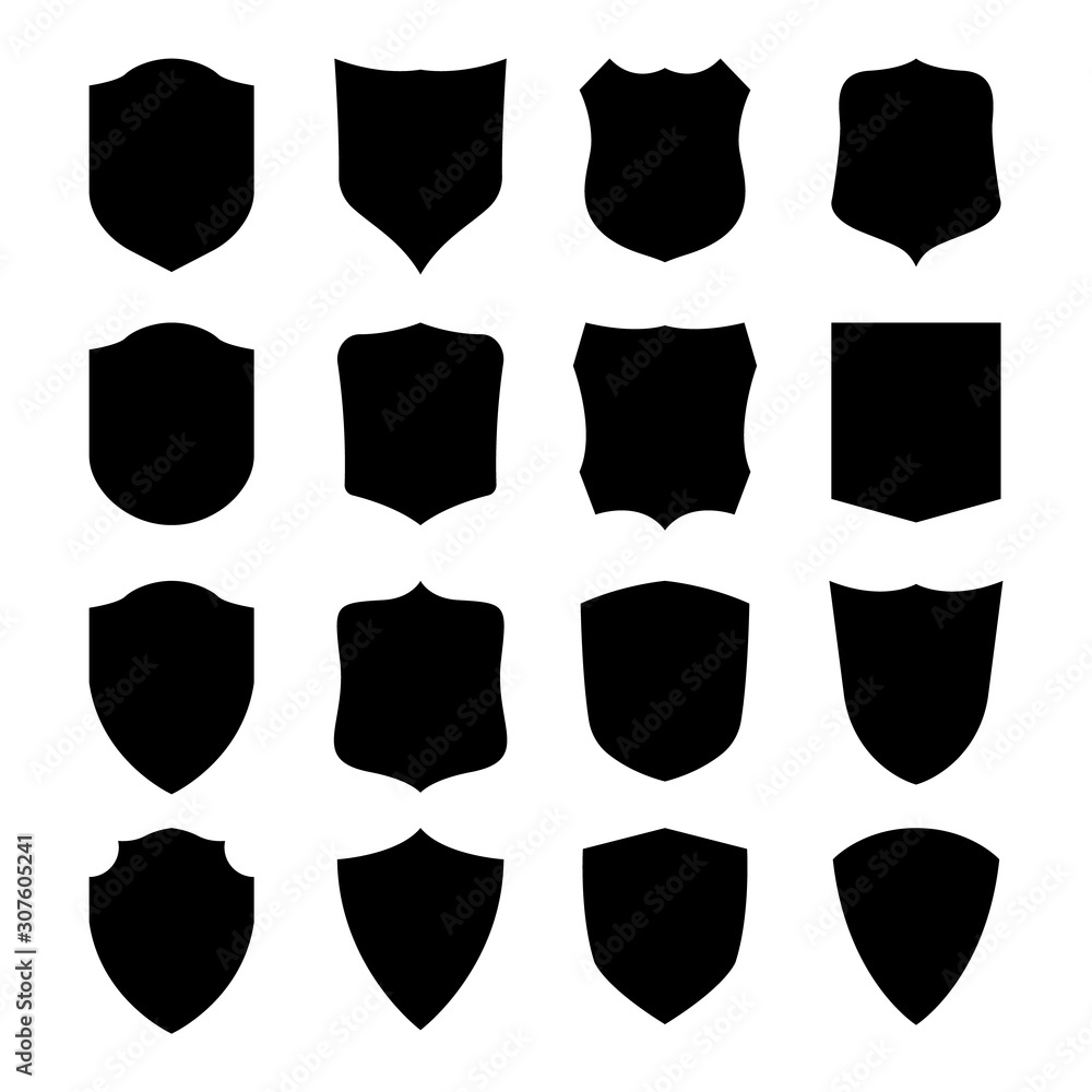 Vector Shield icon. Heraldic shields, security black labels. Knight award, medieval royal vintage badges isolated vector.