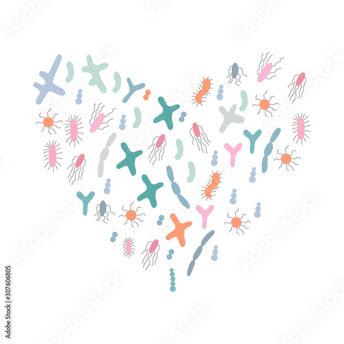 Heart shape with probiotics for probiotics health benefits concept.