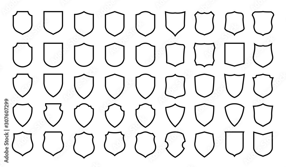 Vector Shield icon. Heraldic shields, security black labels. Knight award, medieval royal vintage badges isolated vector.