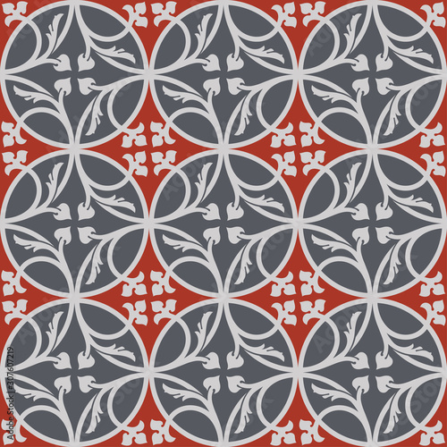 Decorative pattern for the background, tile and textiles. It is assembled from modular parts. Vector. Seamless.