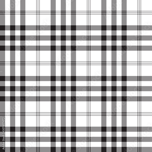 Tartan black and white seamless pattern.