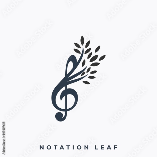 Leaf Music Icon Application Illustration Vector Template