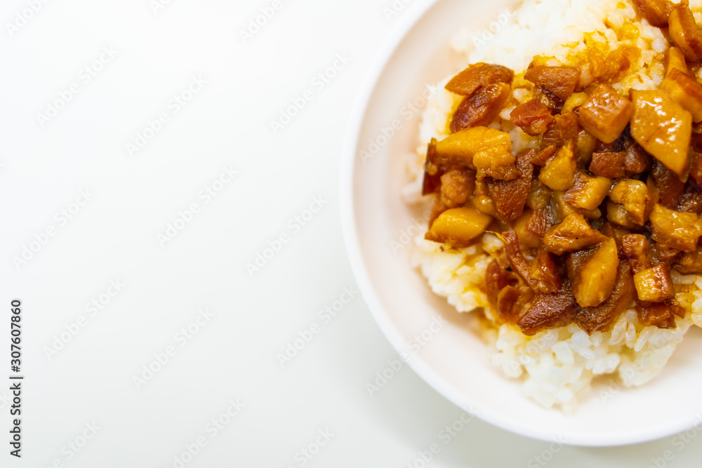 Taiwan famous food - Braised pork rice. Taiwan Delicacies, Taiwan Street Food Taiwan famous food - Braised pork rice. Taiwan Delicacies, Taiwan Street Food