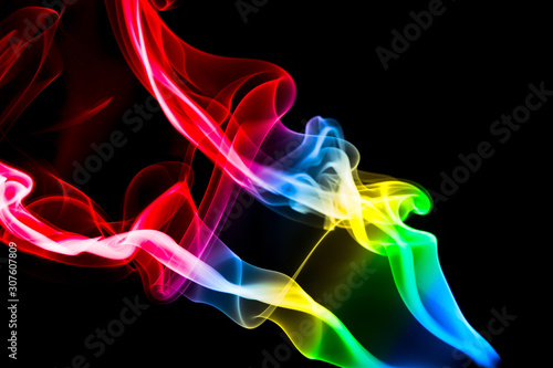 abstract colorful smoke on black background