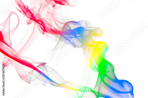 colored smoke aginst white background