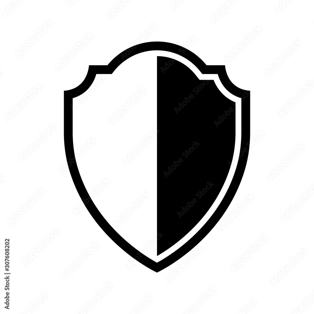 Vector Shield icon. Heraldic shields, security black labels. Knight award, medieval royal vintage badges isolated vector.