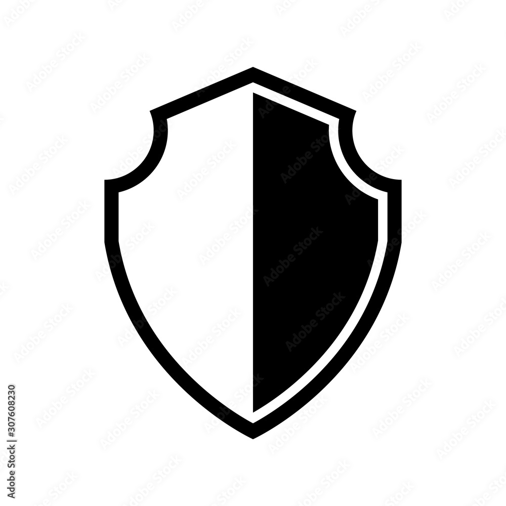 Vector Shield icon. Heraldic shields, security black labels. Knight award, medieval royal vintage badges isolated vector.