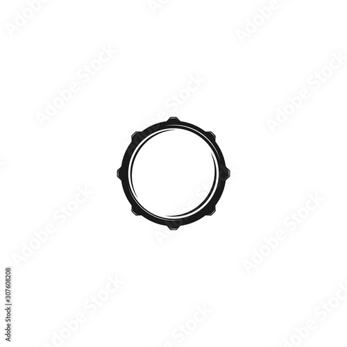 Vector logo of rock school or rock band. Snare drum. Rock music label.