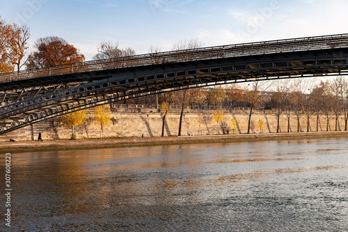 Autumn day in Paris by Seine river , France.