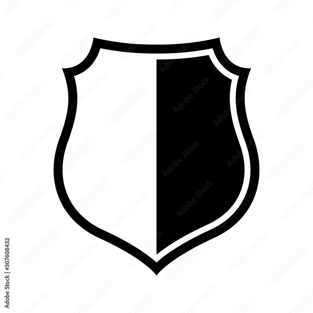 Vector Shield icon. Heraldic shields, security black labels. Knight award, medieval royal vintage badges isolated vector.