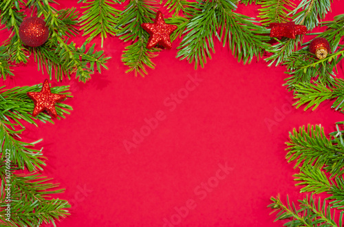 Merry Christmas or New Year decoration red background