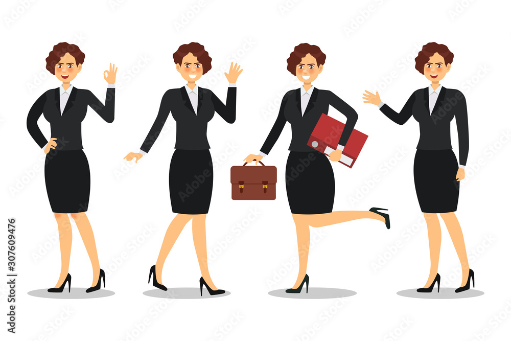 Business woman character design.  Vector illustration.