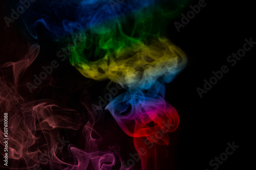multicolored smoke photo against black background