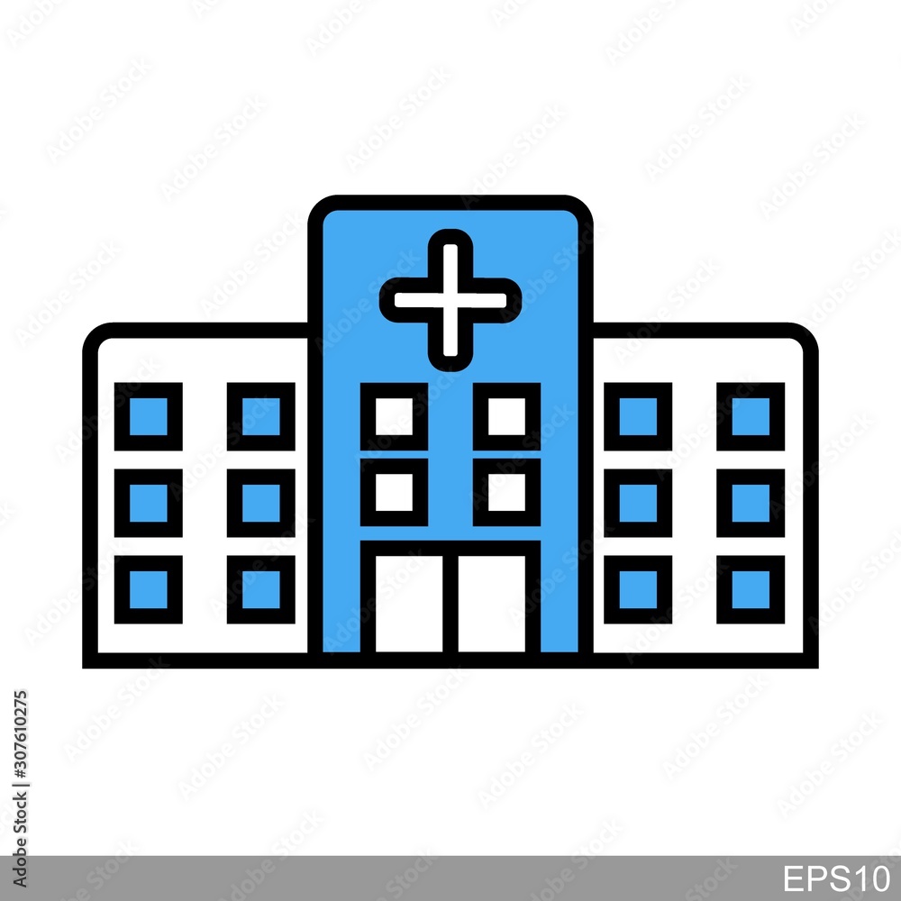 Hospital icon with white background.vector Illustration Hospital icon with white background.vector Illustration